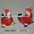 Handpainting orange animal design ceramic fox figurine